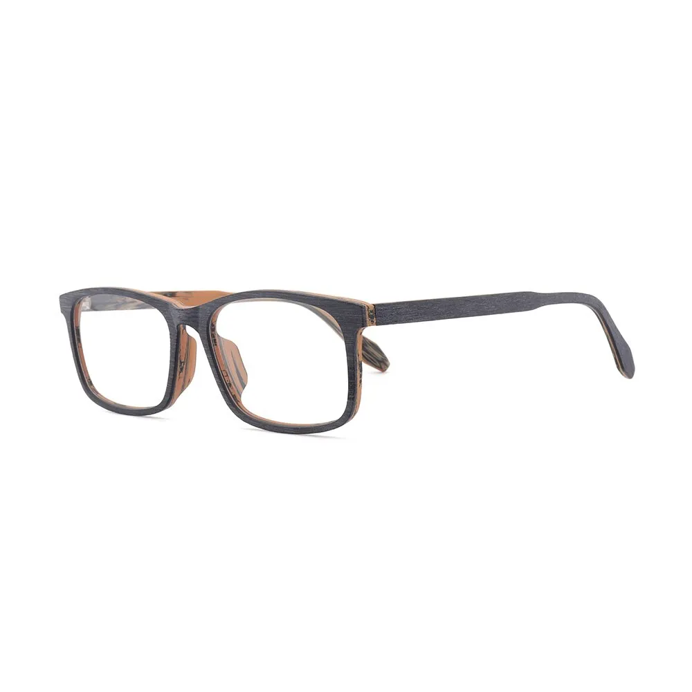 Hdcrafter Unisex Full Rim Oversized Square Wood Frame Eyeglasses 1691