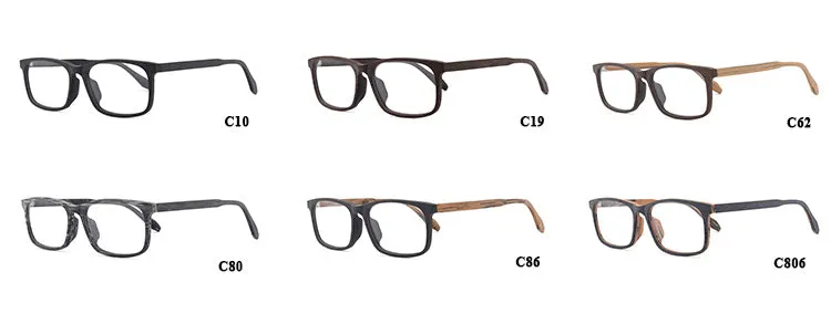 Hdcrafter Unisex Full Rim Oversized Square Wood Frame Eyeglasses 1691