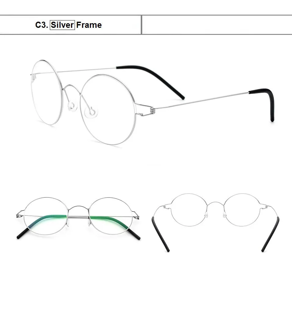 Hdcrafter Unisex Full Rim Round Screwless Titanium Frame Eyeglasses 28607