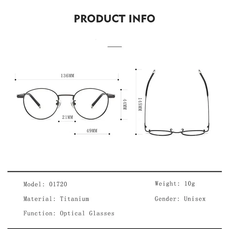 Hdcrafter Unisex Full Rim Round Titanium Eyeglasses 0172O