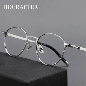 Hdcrafter Unisex Full Rim Round Titanium Eyeglasses 0172O