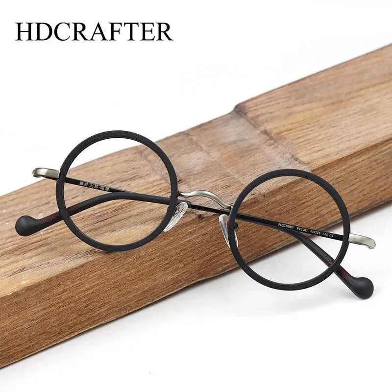 Hdcrafter Unisex Full Rim Round Titanium Eyeglasses Ft2381