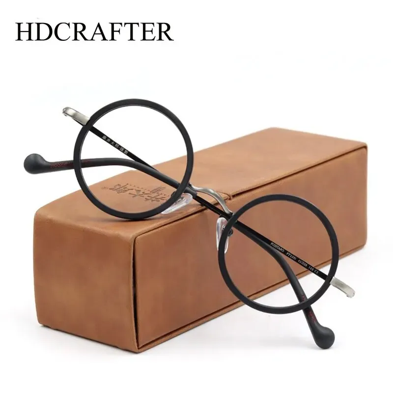 Hdcrafter Unisex Full Rim Round Titanium Eyeglasses Ft2381