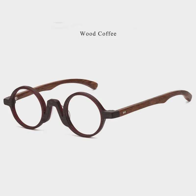 Hdcrafter Unisex Full Rim Round Wood Eyeglasses 5610d