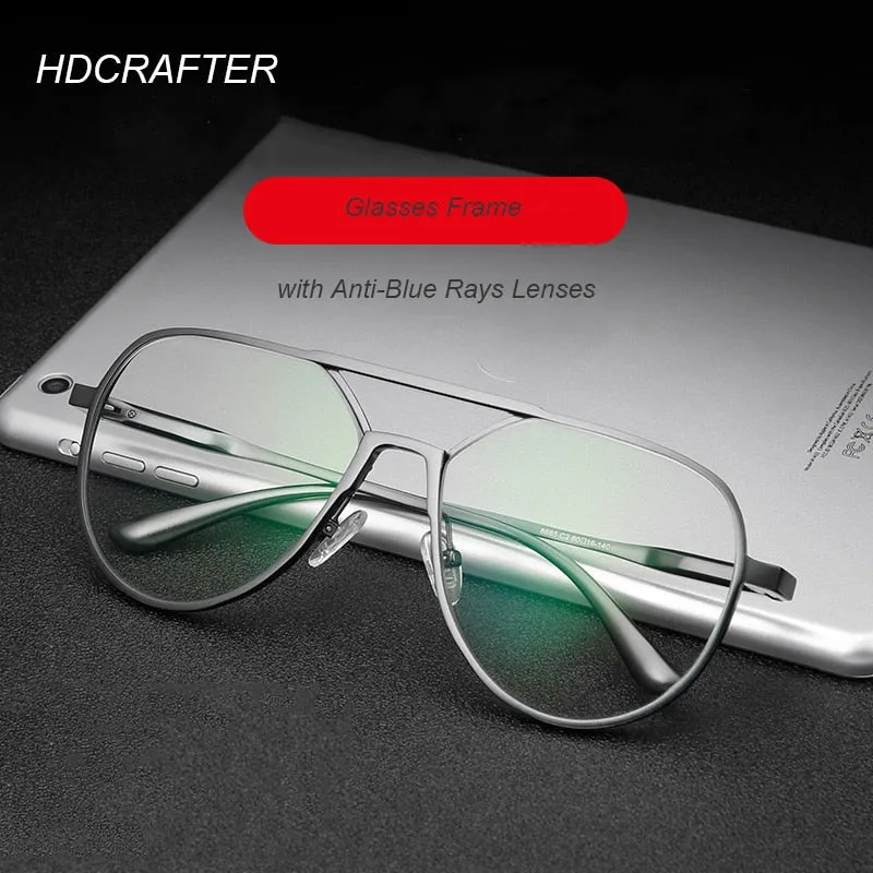 Hdcrafter Unisex Full Rim Square Round Aluminum Magnesium Alloy Frame Eyeglasses 8685