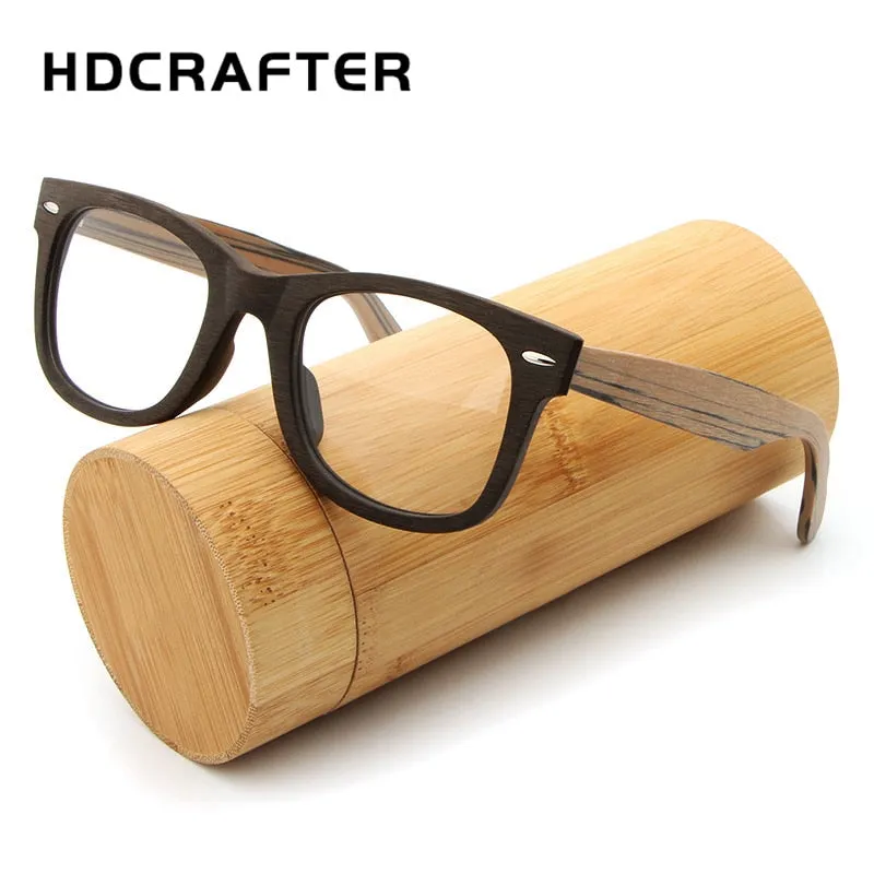 Hdcrafter Unisex Full Rim Square Round Wood Frame Eyeglasses Lhb031