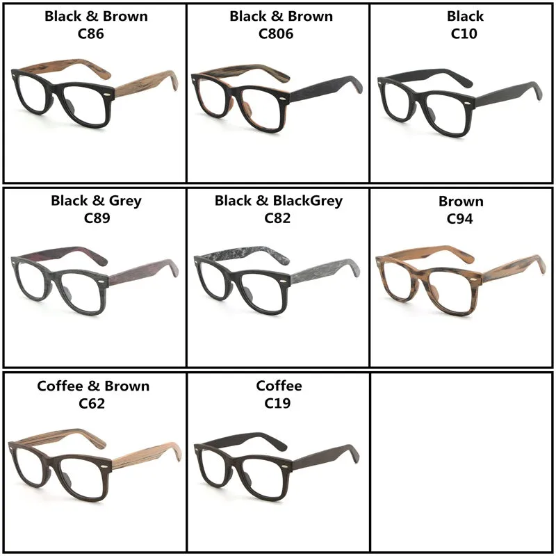 Hdcrafter Unisex Full Rim Square Round Wood Frame Eyeglasses Lhb031