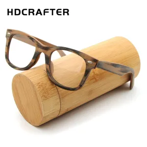 Hdcrafter Unisex Full Rim Square Round Wood Frame Eyeglasses Lhb031