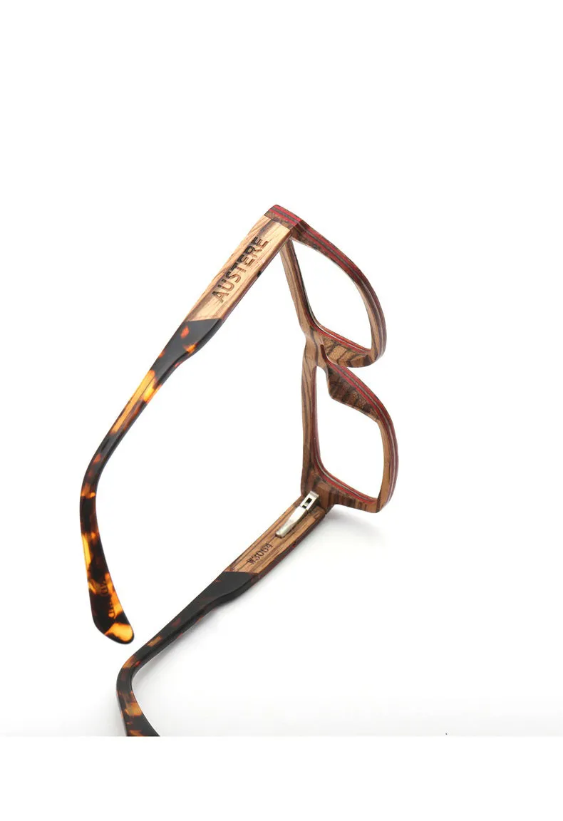 Hdcrafter Unisex Full Rim Square Wood Frame Eyeglasses 36365