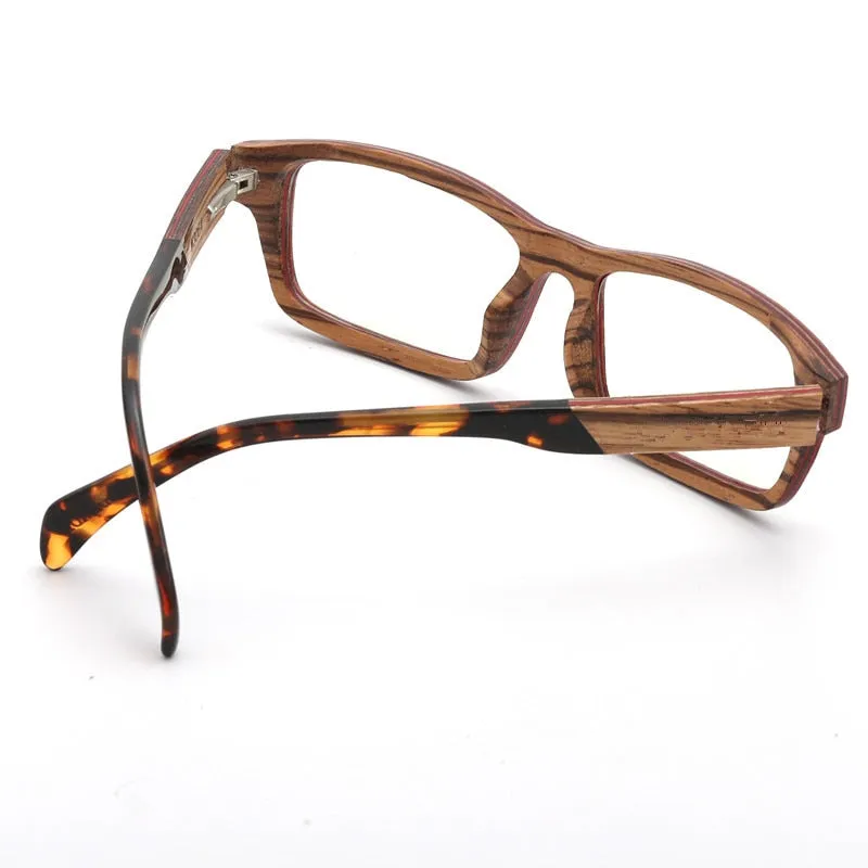 Hdcrafter Unisex Full Rim Square Wood Frame Eyeglasses 36365