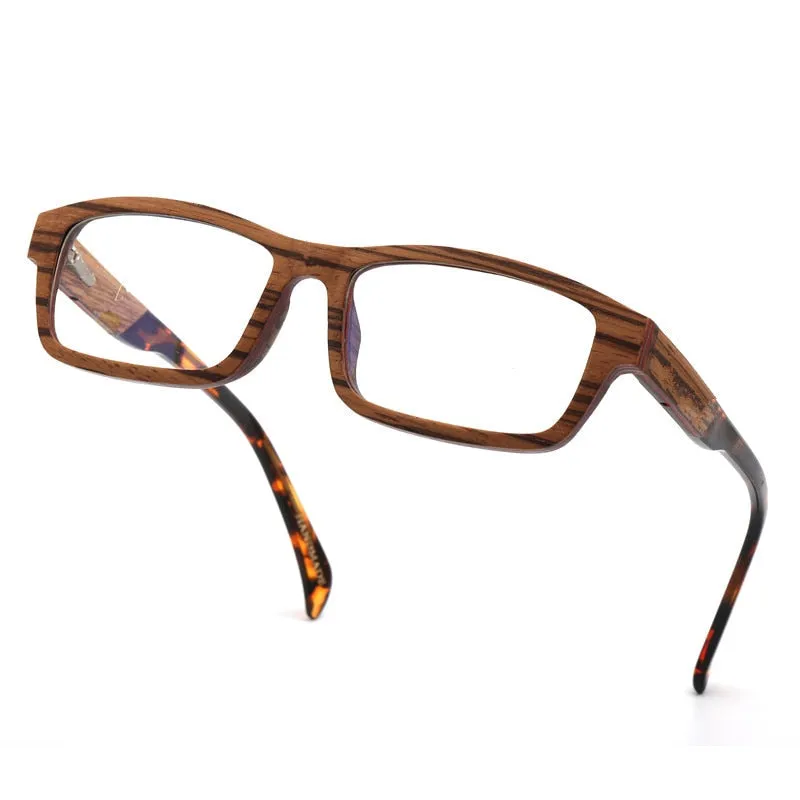 Hdcrafter Unisex Full Rim Square Wood Frame Eyeglasses 36365