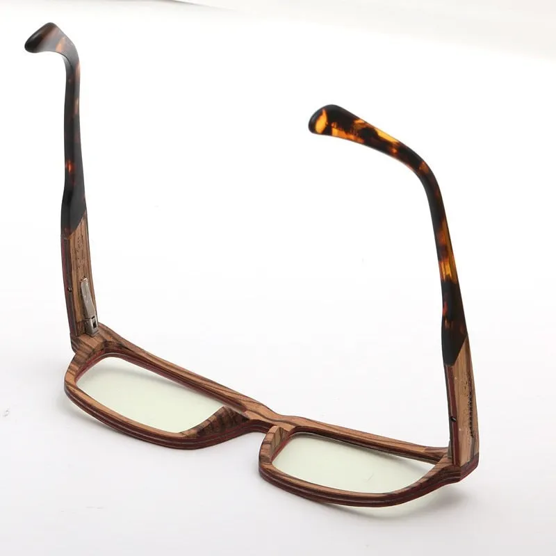 Hdcrafter Unisex Full Rim Square Wood Frame Eyeglasses 36365