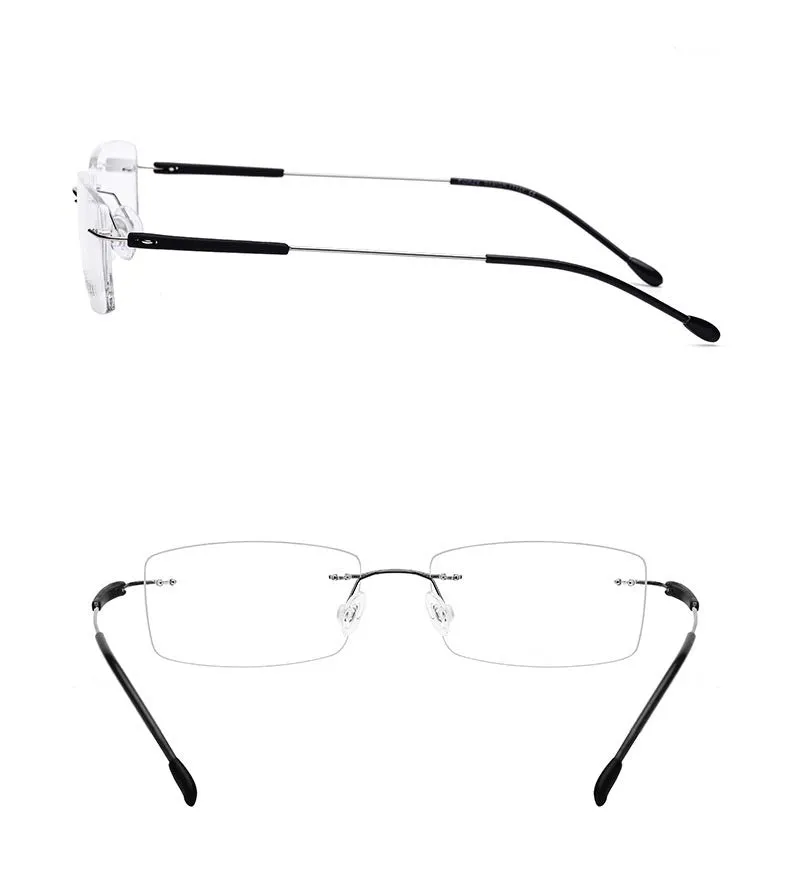 Hdcrafter Unisex Rimless Rectangle Titanium Frame Eyeglasses 3125