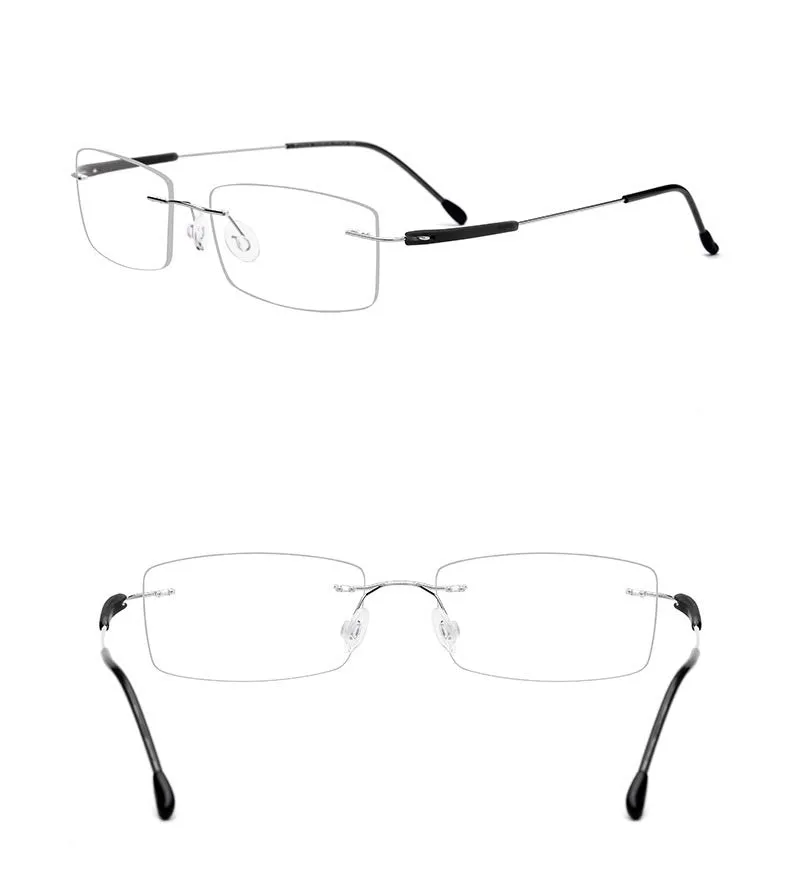 Hdcrafter Unisex Rimless Rectangle Titanium Frame Eyeglasses 3125