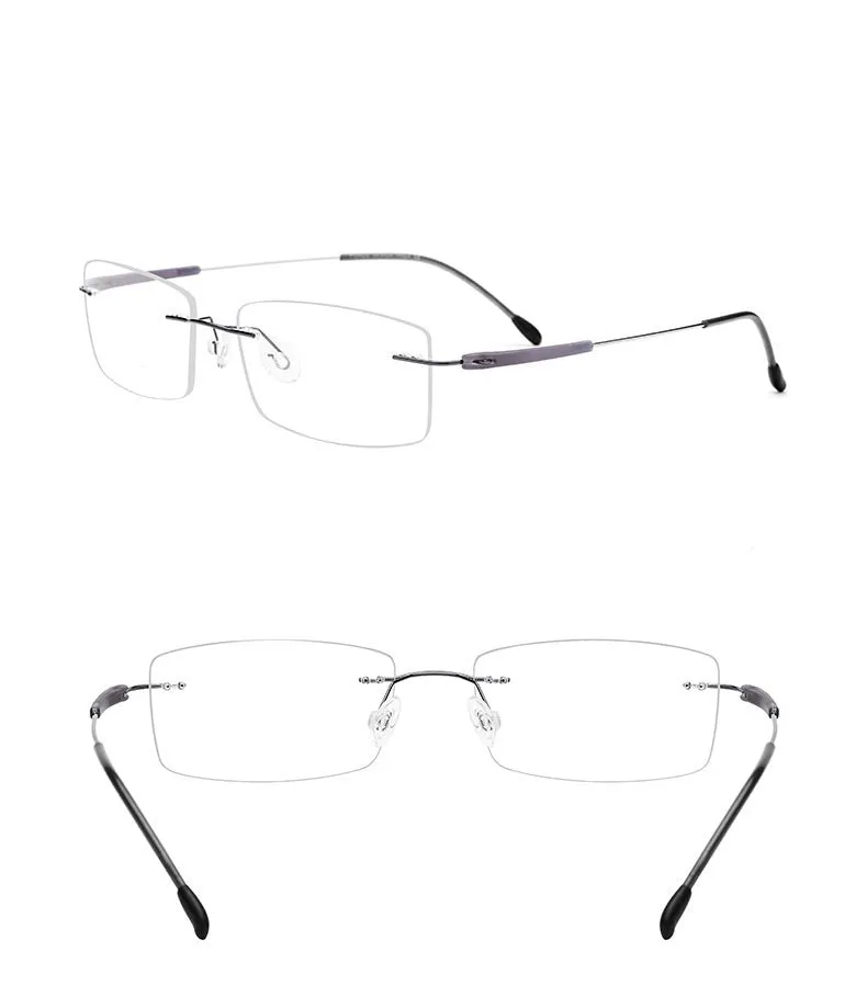 Hdcrafter Unisex Rimless Rectangle Titanium Frame Eyeglasses 3125