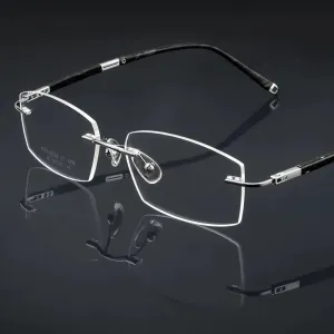 Hdcrafter Unisex Rimless Square Titanium Eyeglasses Z18wk