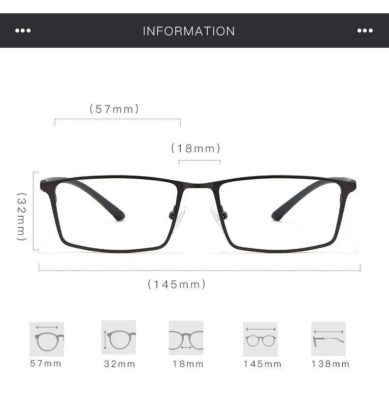 Hotochki Men's Full Rim Alloy Frame Eyeglasses 8835