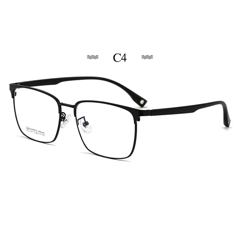 Hotochki Men's Full Rim Square Tr 90 Titanium Alloy Frame Eyeglasses K9112