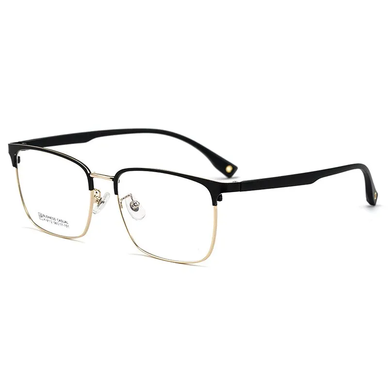 Hotochki Men's Full Rim Square Tr 90 Titanium Alloy Frame Eyeglasses K9112