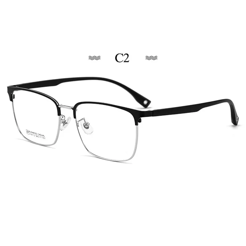 Hotochki Men's Full Rim Square Tr 90 Titanium Alloy Frame Eyeglasses K9112