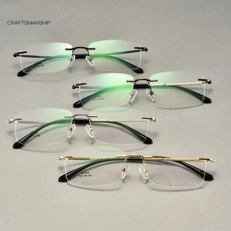 Hotochki Men's Rimless Alloy Screwless Frame Eyeglasses 7053