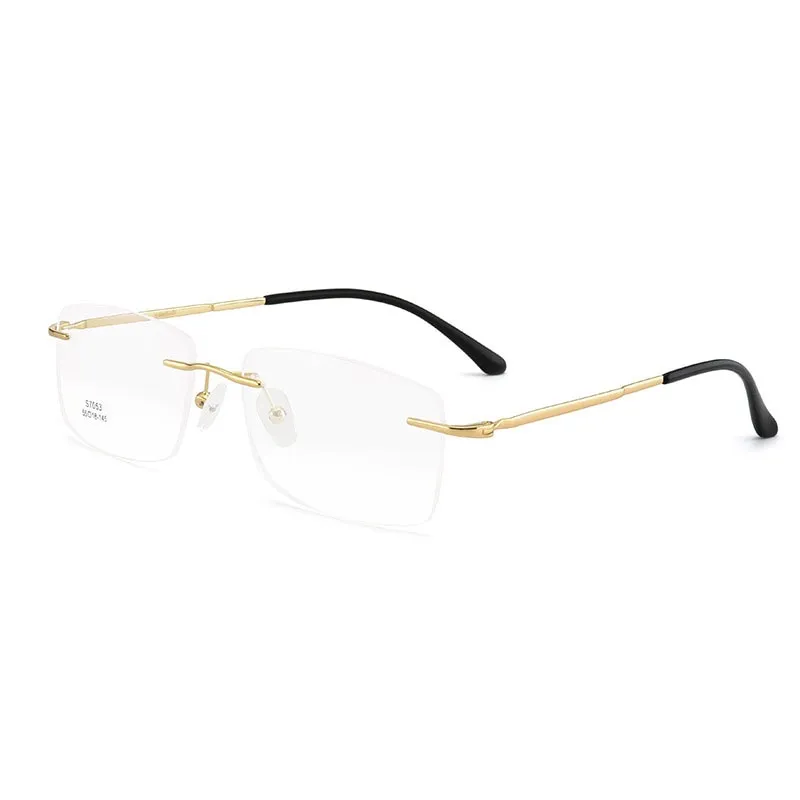 Hotochki Men's Rimless Alloy Screwless Frame Eyeglasses 7053