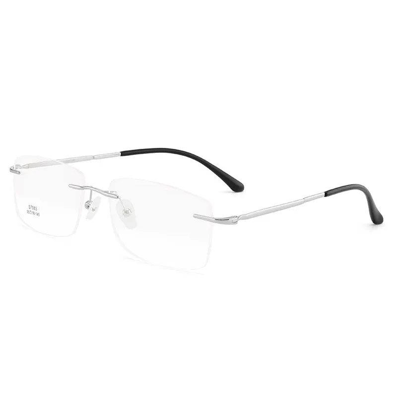 Hotochki Men's Rimless Alloy Screwless Frame Eyeglasses 7053