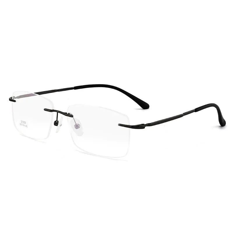 Hotochki Men's Rimless Alloy Screwless Frame Eyeglasses 7053