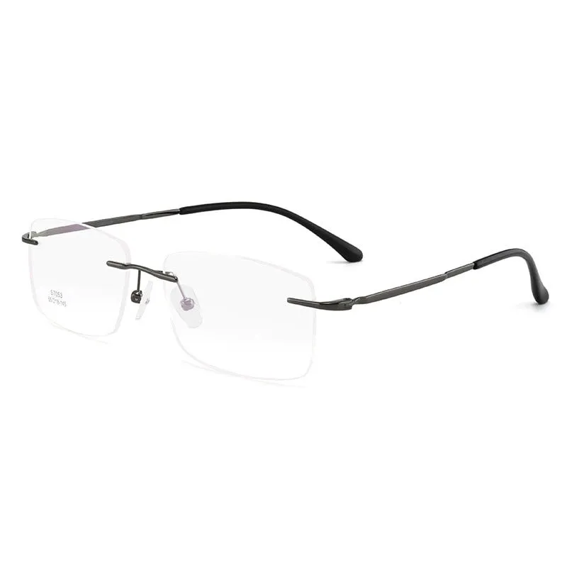 Hotochki Men's Rimless Alloy Screwless Frame Eyeglasses 7053