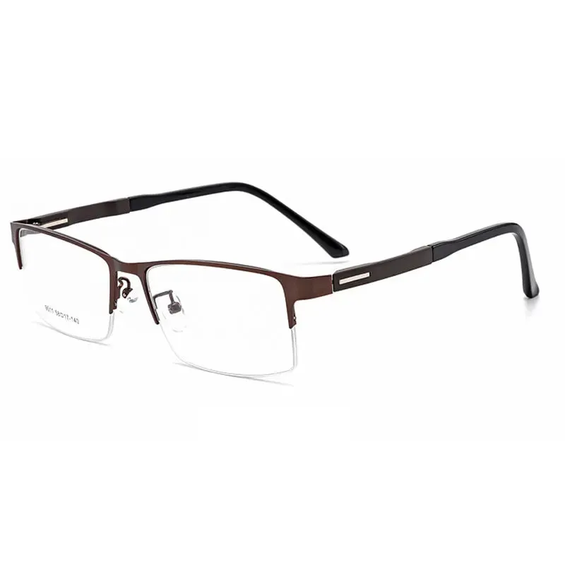 Hotochki Mens Semi Rim Browline Square Alloy Eyeglasses 9511