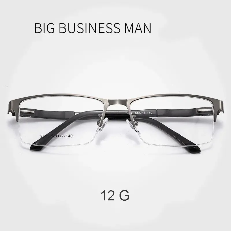 Hotochki Mens Semi Rim Browline Square Alloy Eyeglasses 9511