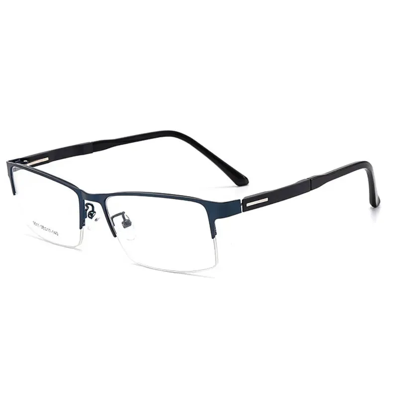 Hotochki Mens Semi Rim Browline Square Alloy Eyeglasses 9511