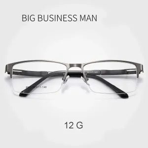 Hotochki Mens Semi Rim Browline Square Alloy Eyeglasses 9511