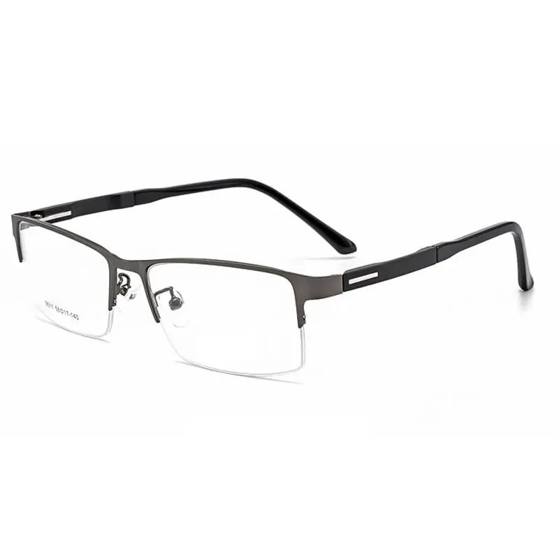 Hotochki Mens Semi Rim Browline Square Alloy Eyeglasses 9511