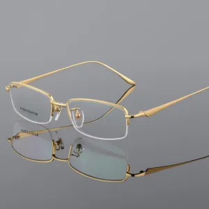 Hotochki Men's Semi Rim Titanium Frame Eyeglasses 8272