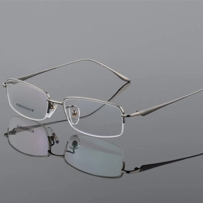 Hotochki Men's Semi Rim Titanium Frame Eyeglasses 8272