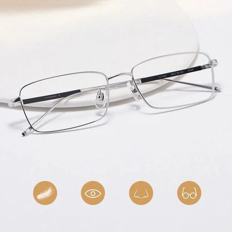 Hotochki Unisex Full Rim Beta Titanium Electro Plated Frame Eyeglasses 10109