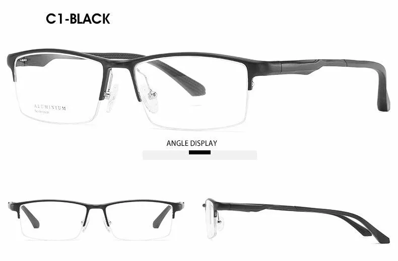 Hotochki Unisex Semi Rim Aluminum Magnesium Alloy Frame Eyeglasses 6286