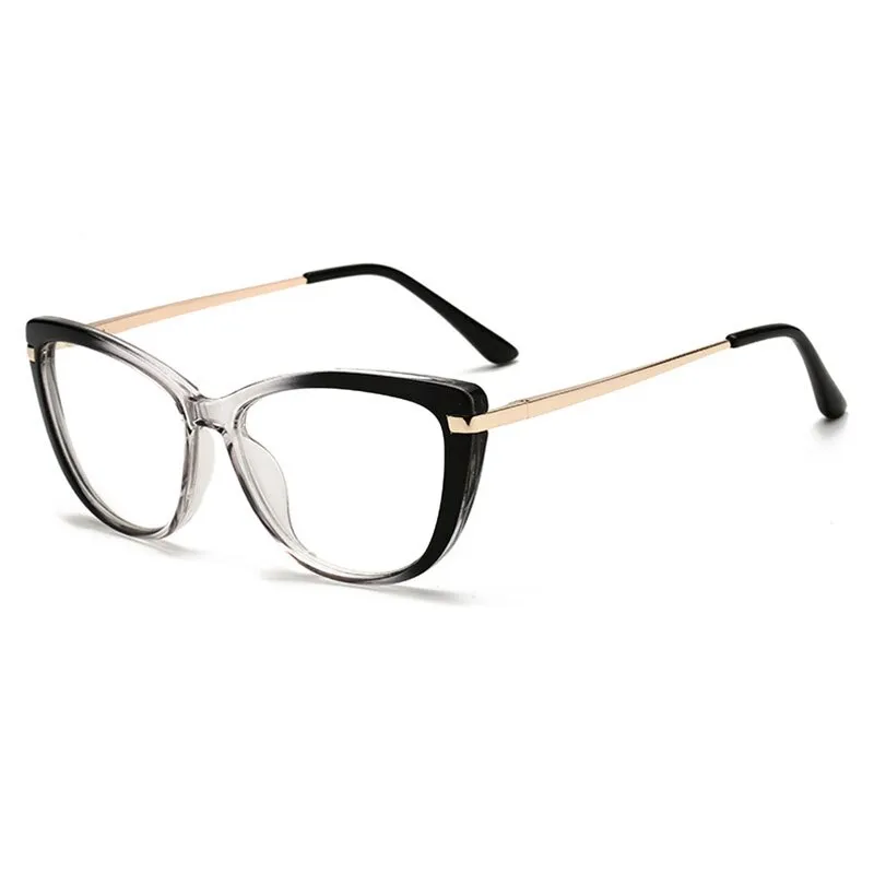 Hotony Unisex Full Rim Cat Eye Alloy Acetate Frame Spring Hinge Eyeglasses 32014