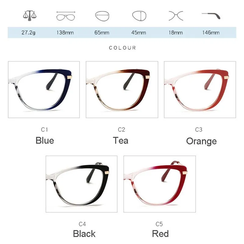 Hotony Unisex Full Rim Cat Eye Alloy Acetate Frame Spring Hinge Eyeglasses 32014