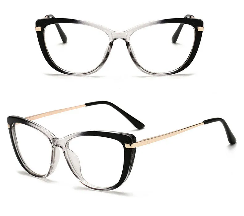 Hotony Unisex Full Rim Cat Eye Alloy Acetate Frame Spring Hinge Eyeglasses 32014