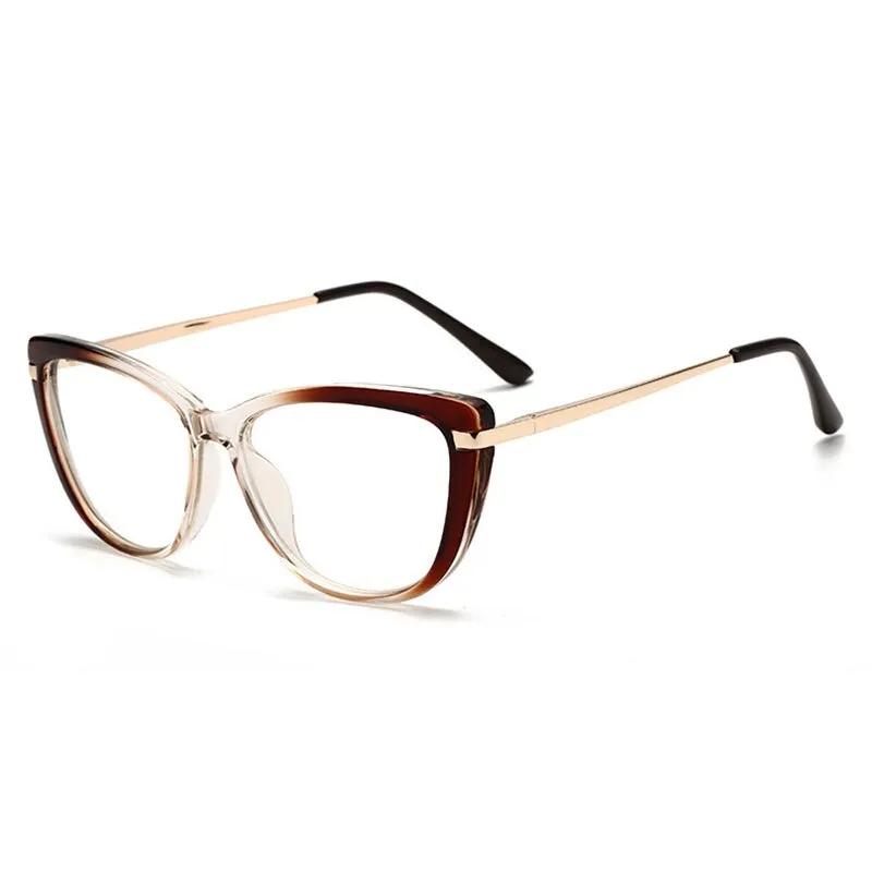 Hotony Unisex Full Rim Cat Eye Alloy Acetate Frame Spring Hinge Eyeglasses 32014