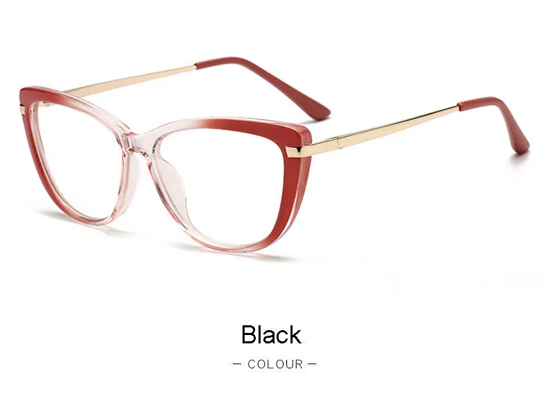 Hotony Unisex Full Rim Cat Eye Alloy Acetate Frame Spring Hinge Eyeglasses 32014