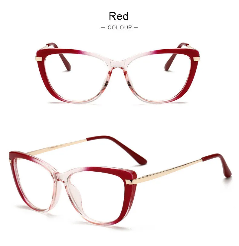 Hotony Unisex Full Rim Cat Eye Alloy Acetate Frame Spring Hinge Eyeglasses 32014