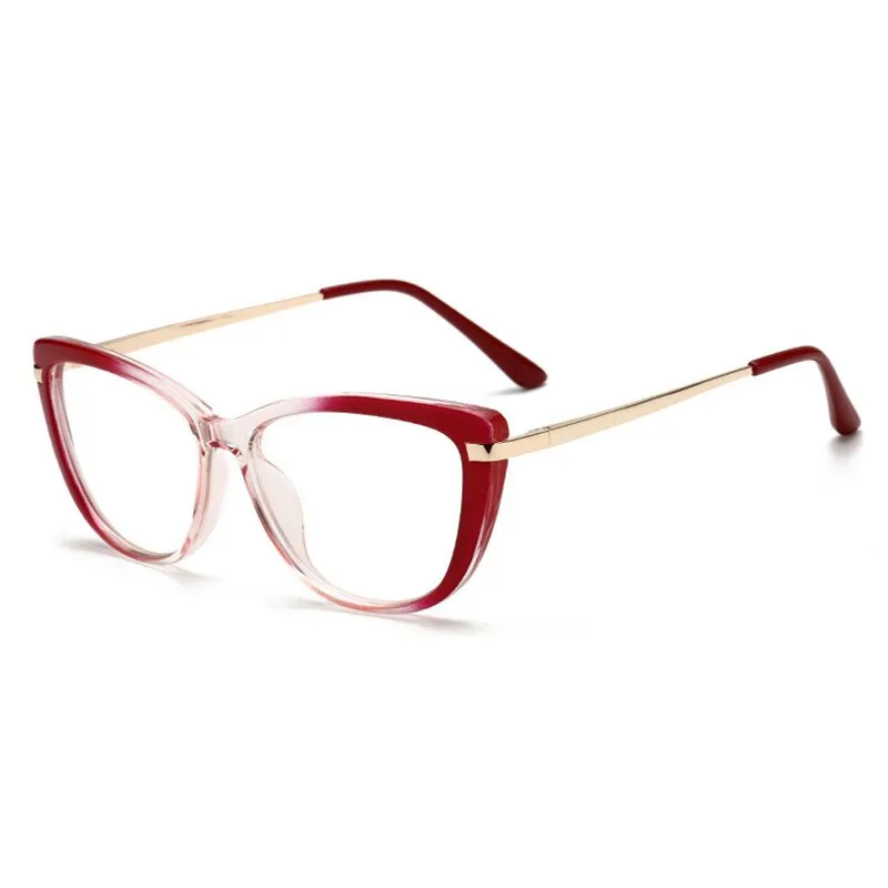 Hotony Unisex Full Rim Cat Eye Alloy Acetate Frame Spring Hinge Eyeglasses 32014