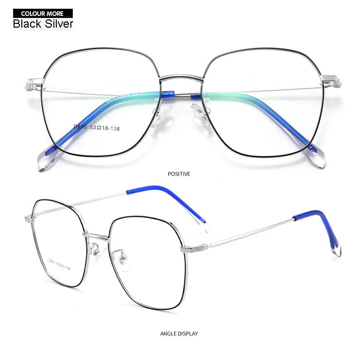 Hotony Unisex Full Rim Polygon Alloy Frame Spring Hinge Eyeglasses D875