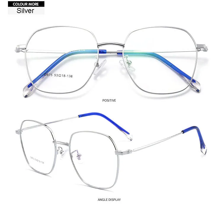 Hotony Unisex Full Rim Polygon Alloy Frame Spring Hinge Eyeglasses D875