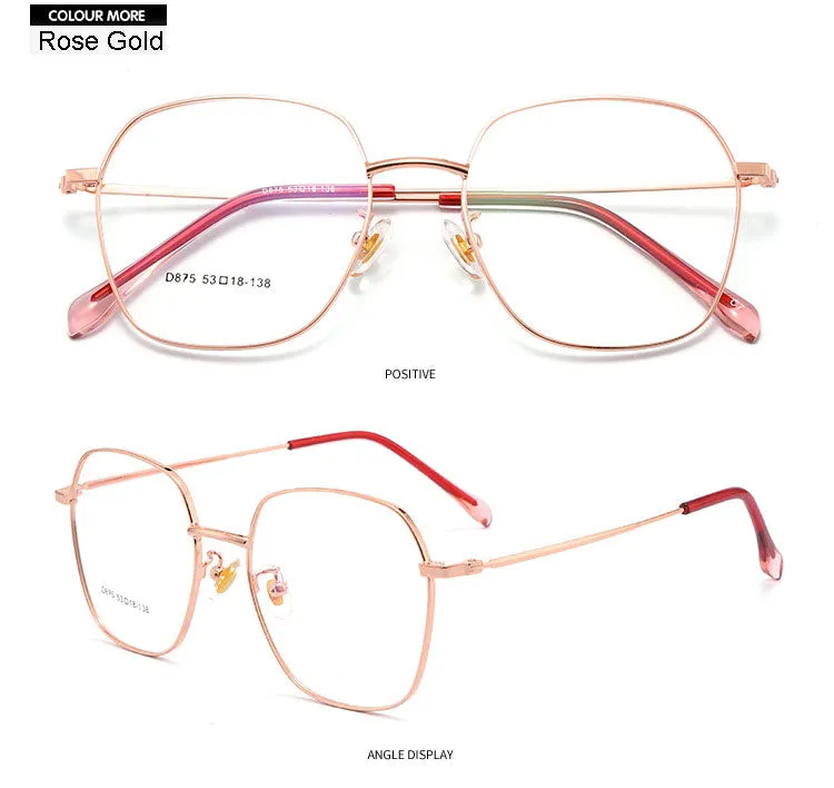 Hotony Unisex Full Rim Polygon Alloy Frame Spring Hinge Eyeglasses D875