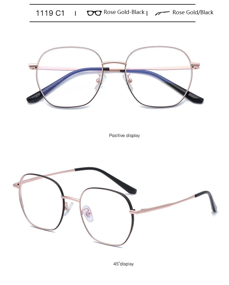 Hotony Unisex Full Rim Polygonal Round Titanium Frame Eyeglasses 1119