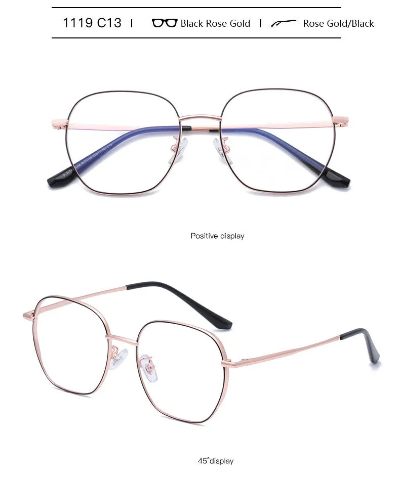 Hotony Unisex Full Rim Polygonal Round Titanium Frame Eyeglasses 1119